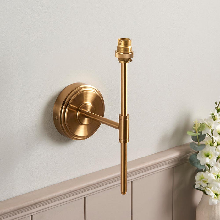 Step T Bar And Ikat 20cm Marlin Blue Shade Wall Light In Brushed Aged Brass