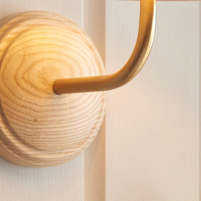 Wood Arc And Leaf 20cm Herb Garden Green Shade Wall Light In Brushed Aged Brass