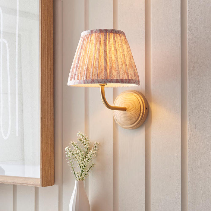 Wood Arc And Leaf 20cm Peachy Keen Shade Wall Light In Brushed Aged Brass