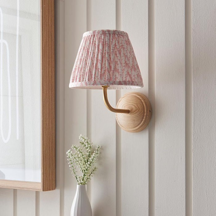 Wood Arc And Leaf 20cm Peachy Keen Shade Wall Light In Brushed Aged Brass