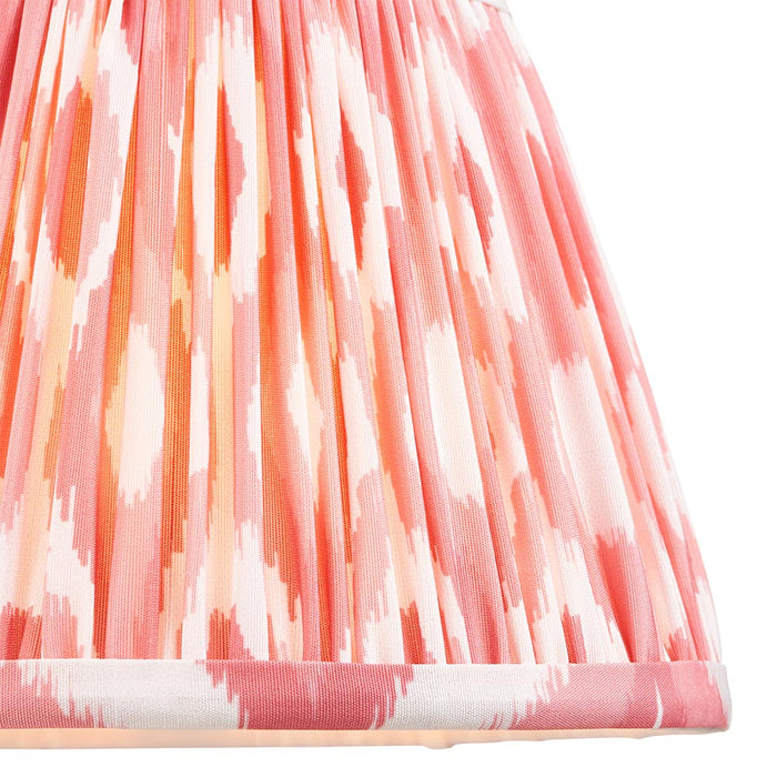 Wood T Bar And Ikat 20cm Coral Pink Shade Wall Light In Brushed Aged Brass