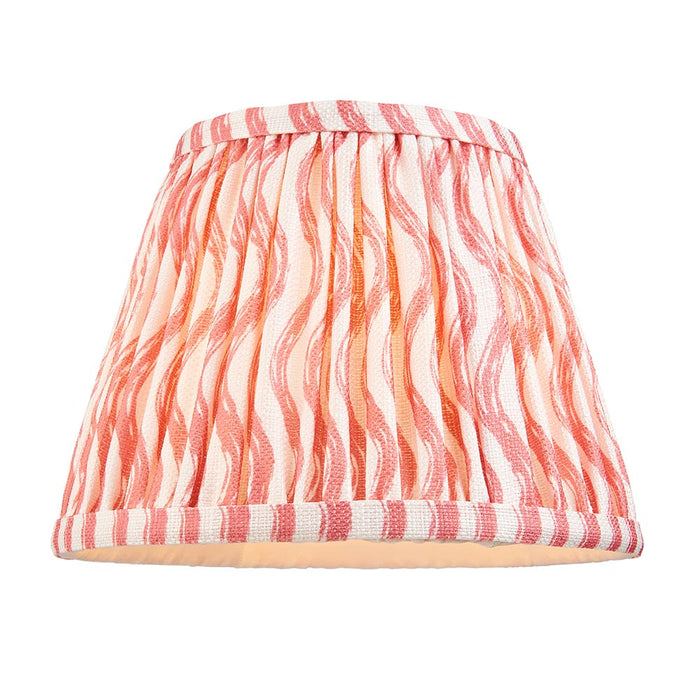 Wood T Bar And Ripple 20cm Coral Pink Shade Wall Light In Brushed Aged Brass