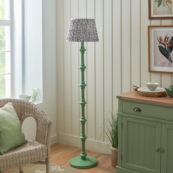 Carnaby And Leaf 35cm Pearl Grey Shade Floor Lamp With Satin Cotswold Green Base