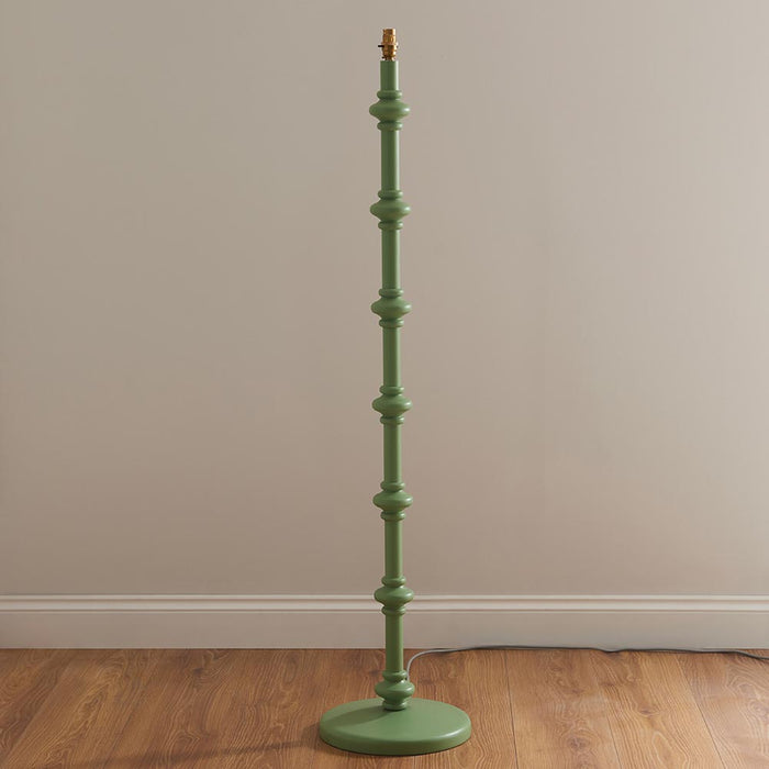 Carnaby And Ikat 35cm Coral Pink Shade Floor Lamp With Satin Cotswold Green Base