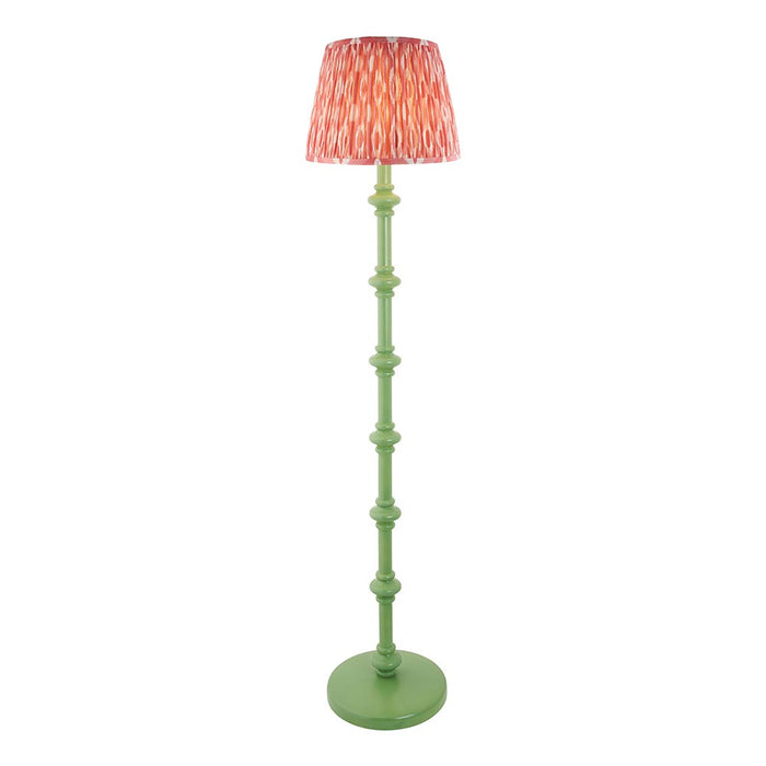 Carnaby And Ikat 35cm Coral Pink Shade Floor Lamp With Satin Cotswold Green Base