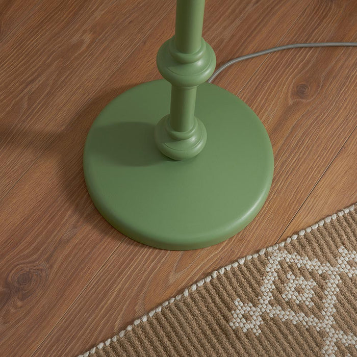 Carnaby And Ikat 35cm Pearl Grey Shade Floor Lamp With Satin Cotswold Green Base