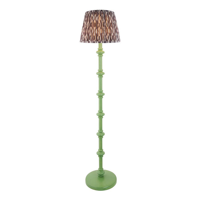 Carnaby And Ikat 35cm Pearl Grey Shade Floor Lamp With Satin Cotswold Green Base