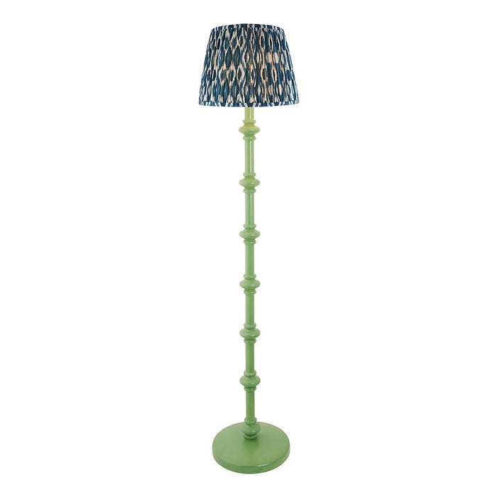 Carnaby And Ikat 35cm Marlin Blue Shade Floor Lamp With Satin Cotswold Green Base