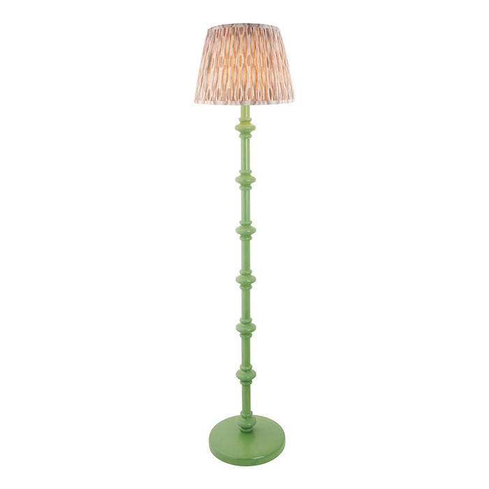 Carnaby And Ikat 35cm Neutral Shade Floor Lamp With Satin Cotswold Green Base