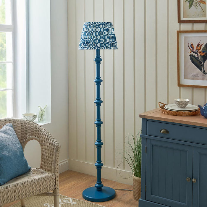 Carnaby And Ripple 35cm Marlin Blue Shade Floor Lamp With Satin Marlin Blue Base