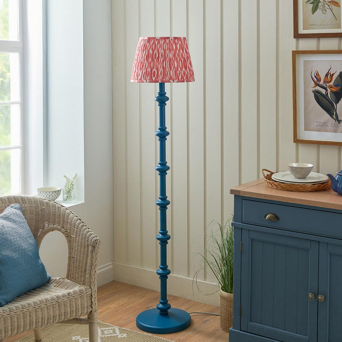 Carnaby And Ikat 35cm Coral Pink Shade Floor Lamp With Satin Marlin Blue Base