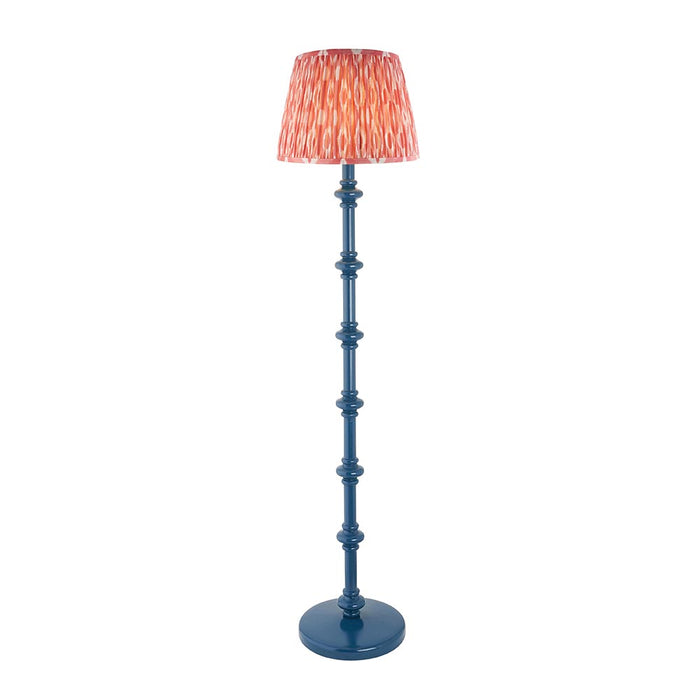 Carnaby And Ikat 35cm Coral Pink Shade Floor Lamp With Satin Marlin Blue Base