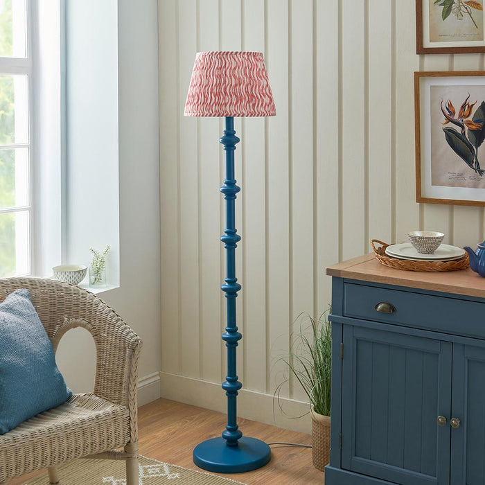 Carnaby And Ripple 35cm Coral Pink Shade Floor Lamp With Satin Marlin Blue Base