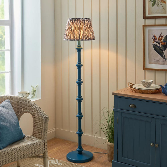 Carnaby And Ikat 35cm Pearl Grey Shade Floor Lamp With Satin Marlin Blue Base