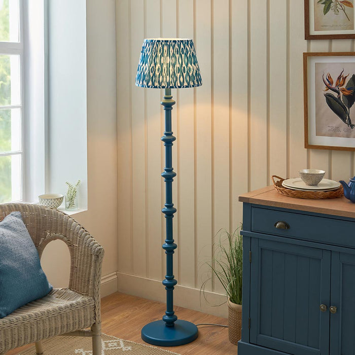 Carnaby And Ikat 35cm Marlin Blue Shade Floor Lamp With Satin Marlin Blue Base
