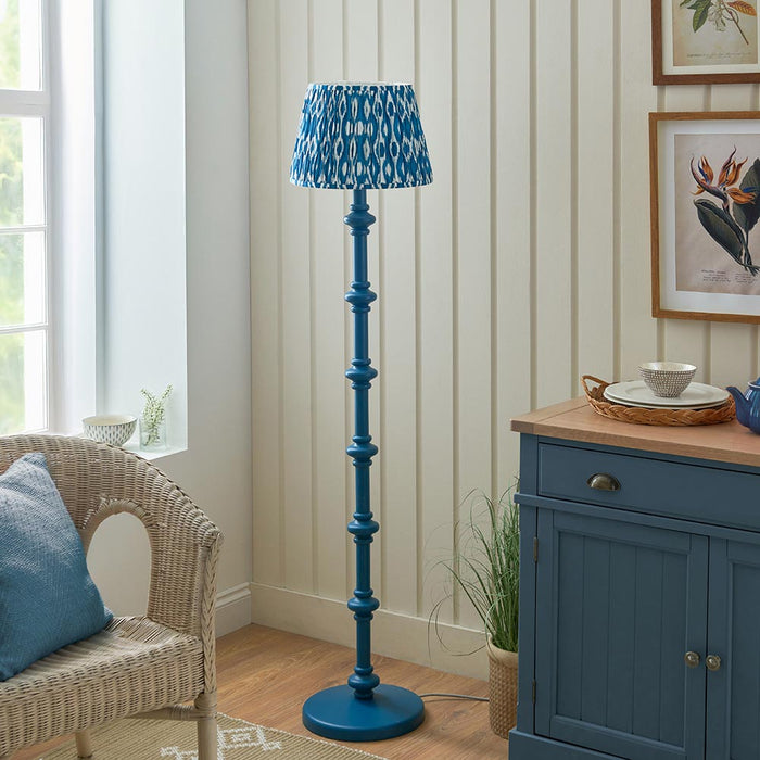 Carnaby And Ikat 35cm Marlin Blue Shade Floor Lamp With Satin Marlin Blue Base