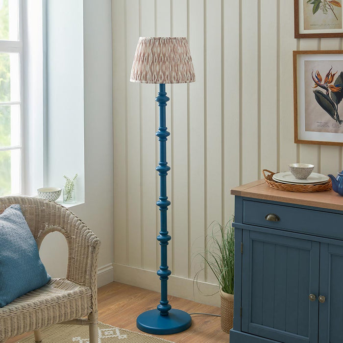 Carnaby And Ikat 35cm Neutral Shade Floor Lamp With Satin Marlin Blue Base