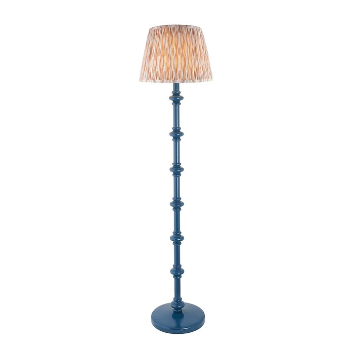 Carnaby And Ikat 35cm Neutral Shade Floor Lamp With Satin Marlin Blue Base
