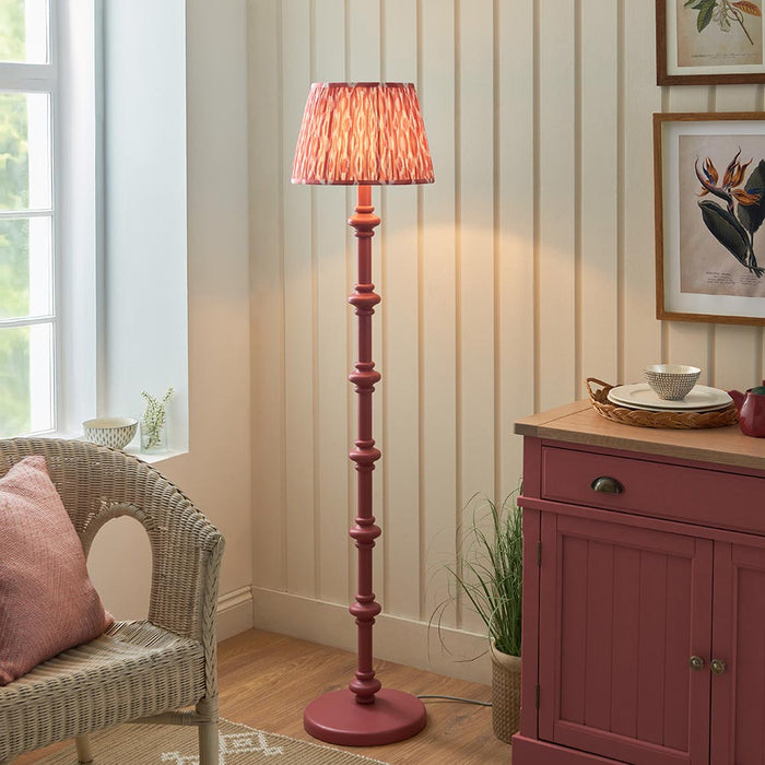 Carnaby And Ikat 35cm Coral Pink Shade Floor Lamp With Satin Pink Clay Base