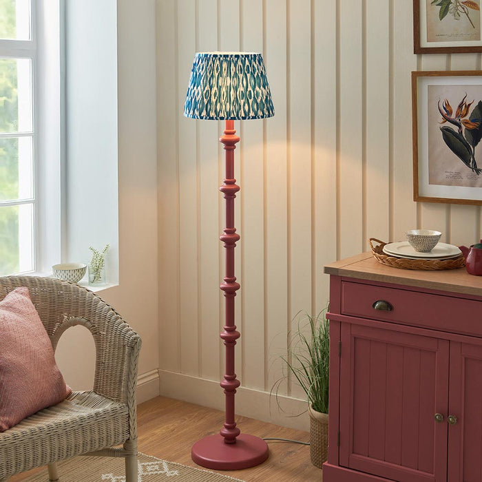 Carnaby And Ikat 35cm Marlin Blue Shade Floor Lamp With Satin Pink Clay Base