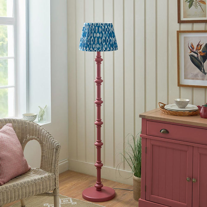 Carnaby And Ikat 35cm Marlin Blue Shade Floor Lamp With Satin Pink Clay Base