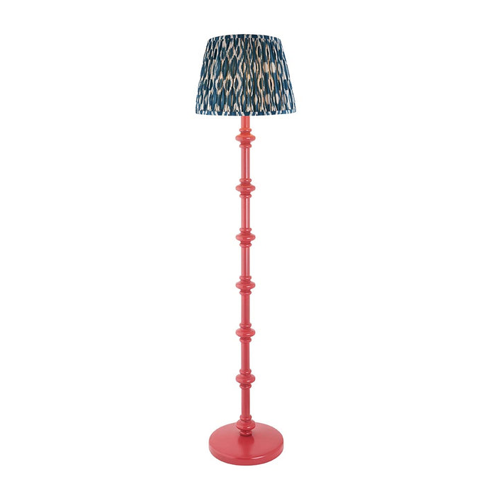 Carnaby And Ikat 35cm Marlin Blue Shade Floor Lamp With Satin Pink Clay Base