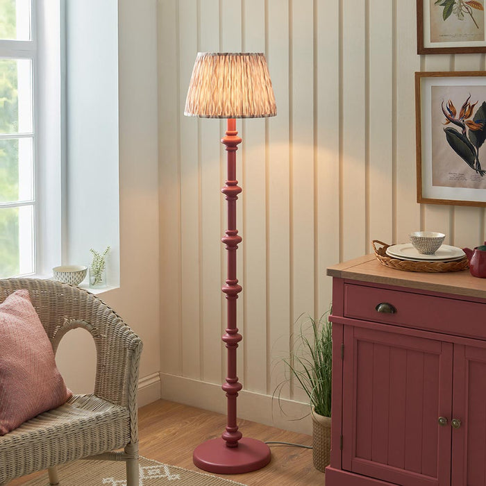 Carnaby And Ikat 35cm Neutral Shade Floor Lamp With Satin Pink Clay Base