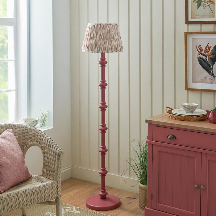 Carnaby And Ikat 35cm Neutral Shade Floor Lamp With Satin Pink Clay Base
