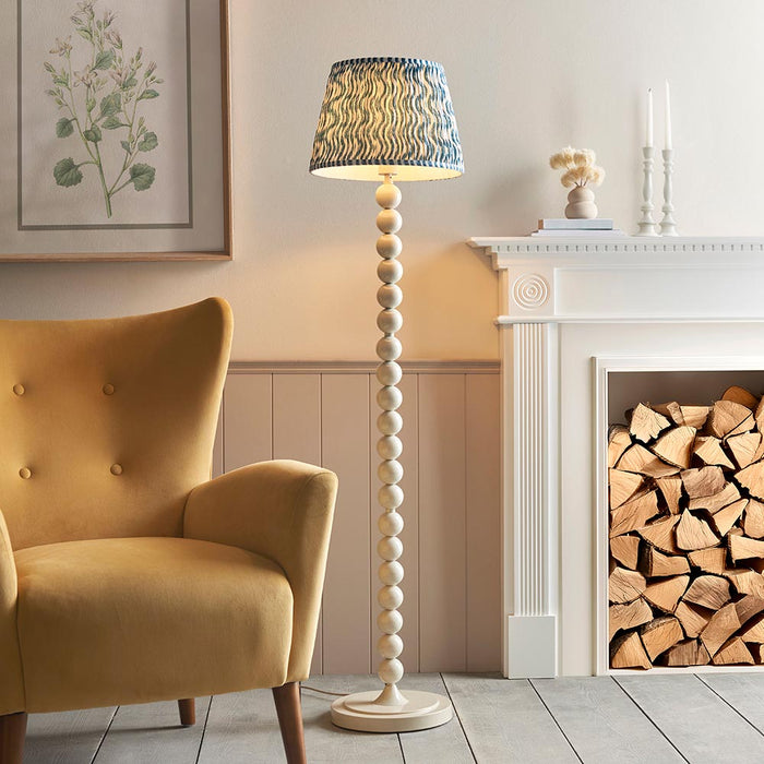 Higgledy And Ripple 35cm Marlin Blue Shade Floor Lamp With Gloss Almond White Base