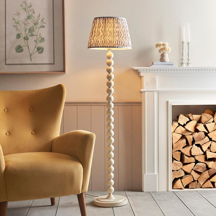 Higgledy And Ripple 35cm Pearl Grey Shade Floor Lamp With Gloss Almond White Base