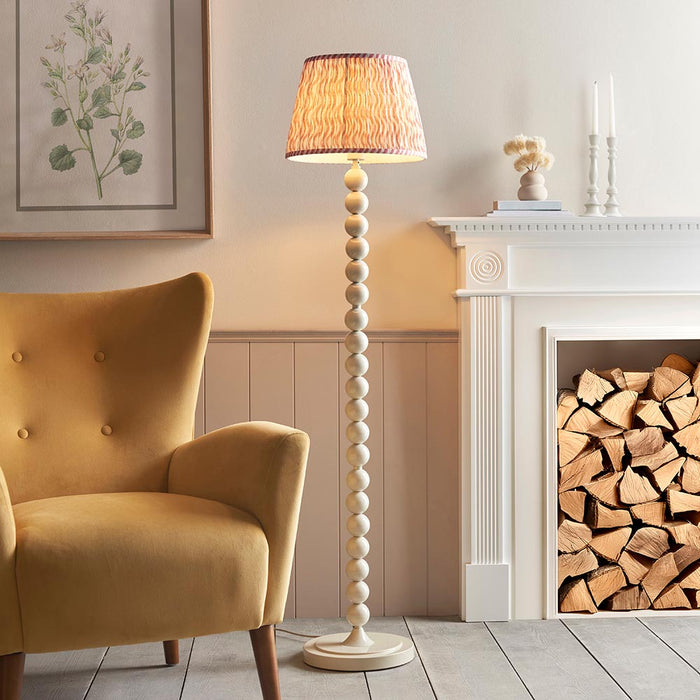 Higgledy And Ripple 35cm Coral Pink Shade Floor Lamp With Gloss Almond White Base
