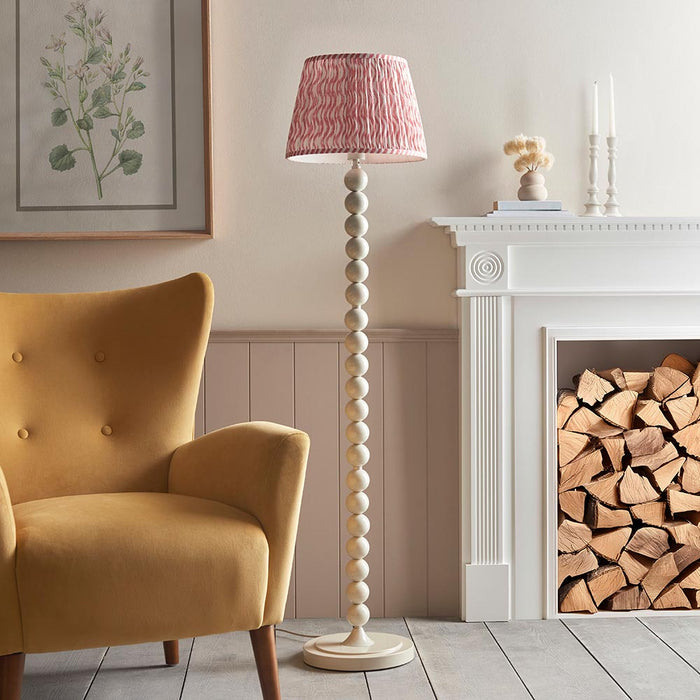 Higgledy And Ripple 35cm Coral Pink Shade Floor Lamp With Gloss Almond White Base