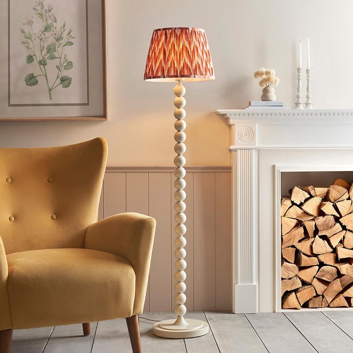 Higgledy And Zigzag 35cm Apricot Orange Shade Floor Lamp With Gloss Almond White Base