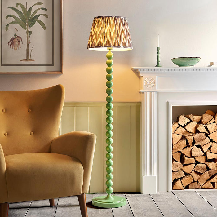 Higgledy And Zigzag 35cm Pearl Grey Shade Floor Lamp With Gloss Cotswold Green Base