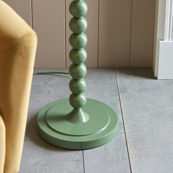 Higgledy And Ripple 35cm Coral Pink Shade Floor Lamp With Gloss Cotswold Green Base
