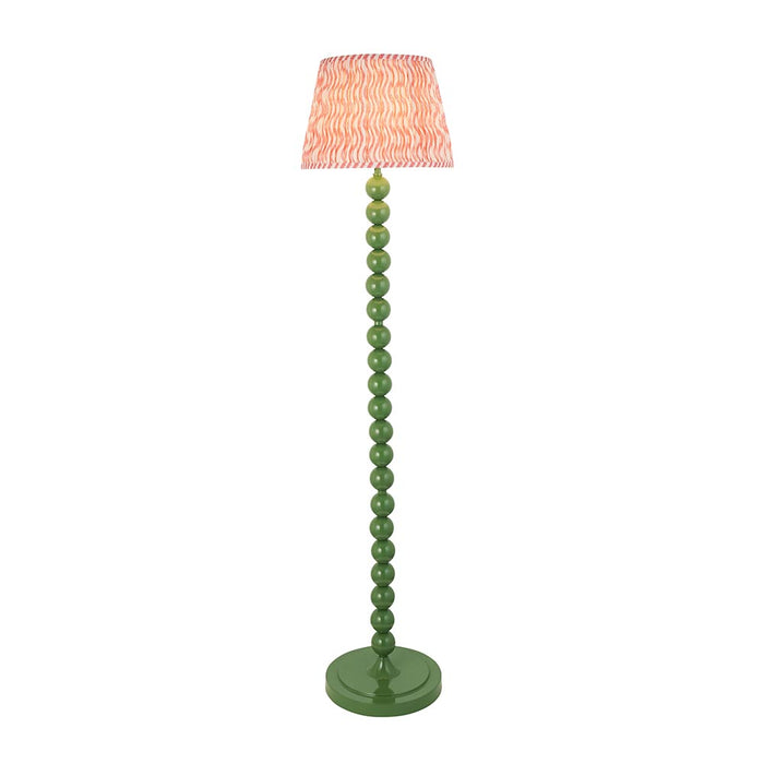 Higgledy And Ripple 35cm Coral Pink Shade Floor Lamp With Gloss Cotswold Green Base