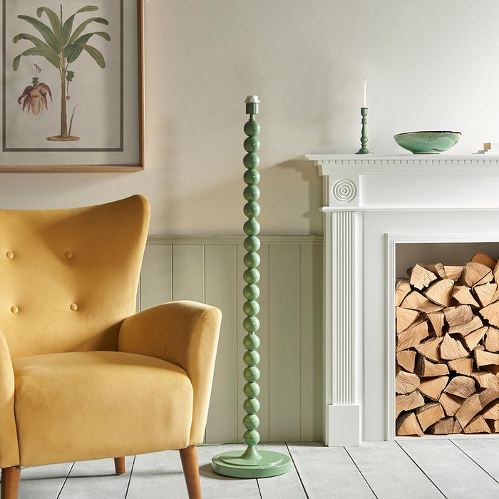 Higgledy And Zigzag 35cm Apricot Orange Shade Floor Lamp With Gloss Cotswold Green Base