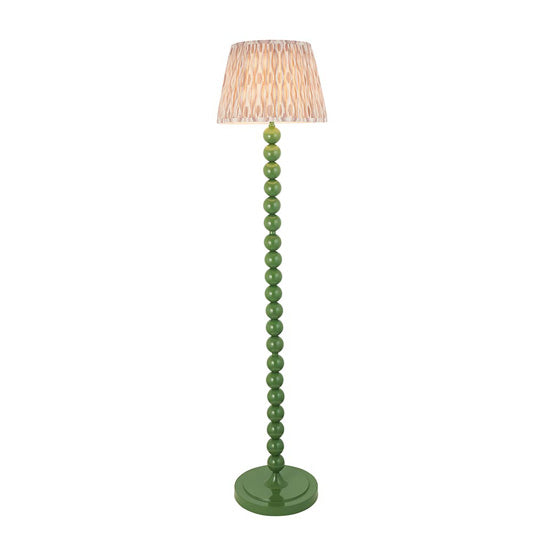 Higgledy And Ikat 35cm Neutral Shade Floor Lamp With High Gloss Cotswold Green Base