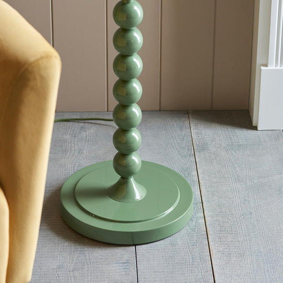 Higgledy And Ikat 35cm Neutral Shade Floor Lamp With High Gloss Cotswold Green Base
