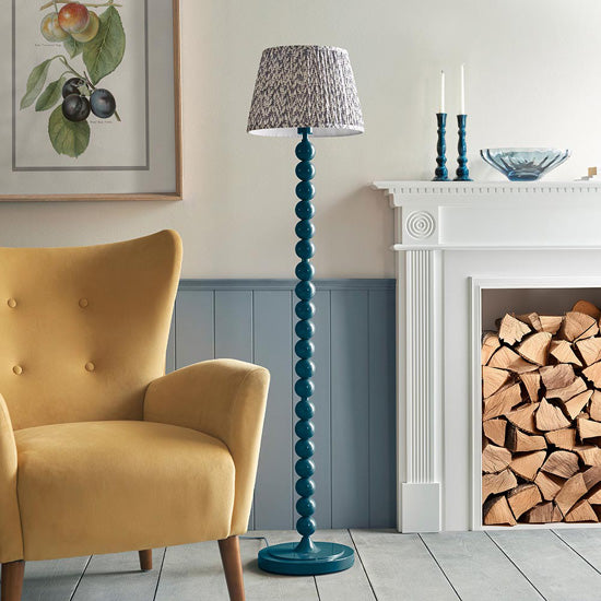 Higgledy And Leaf 35cm Pearl Grey Shade Floor Lamp With High Gloss Marlin Blue Base