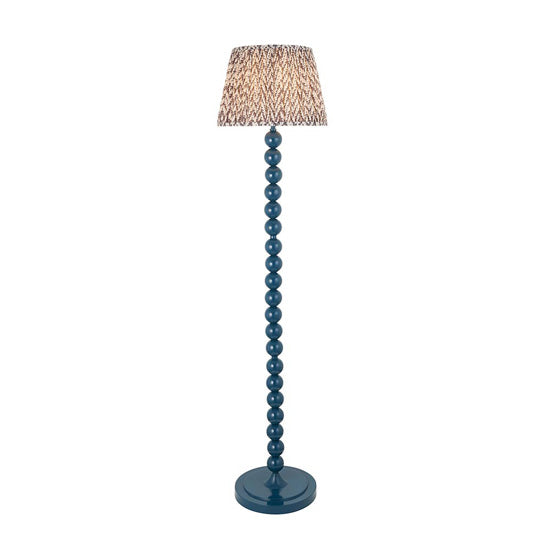 Higgledy And Leaf 35cm Pearl Grey Shade Floor Lamp With High Gloss Marlin Blue Base