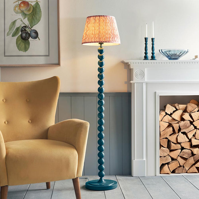 Higgledy And Ripple 35cm Coral Pink Shade Floor Lamp With Gloss Marlin Blue Base