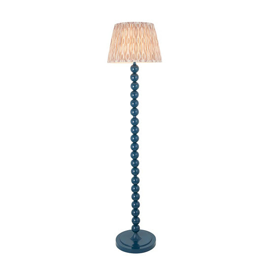 Higgledy And Ikat 35cm Neutral Shade Floor Lamp With High Gloss Marlin Blue Base
