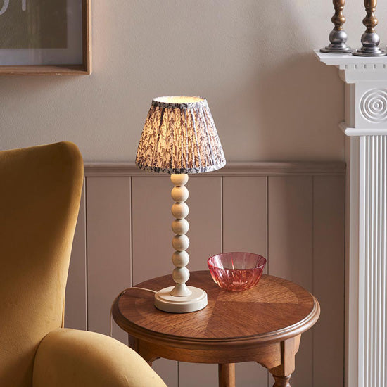 Higgledy And Leaf 20cm Pearl Grey Shade Table Lamp With High Gloss Almond White Base