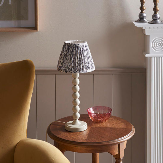 Higgledy And Leaf 20cm Pearl Grey Shade Table Lamp With High Gloss Almond White Base