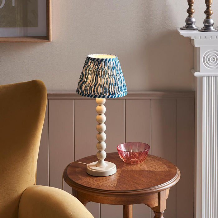Higgledy And Ripple 20cm Marlin Blue Shade Table Lamp With Gloss Almond White Base