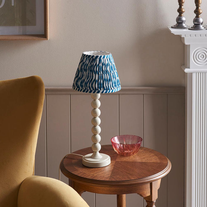 Higgledy And Ripple 20cm Marlin Blue Shade Table Lamp With Gloss Almond White Base