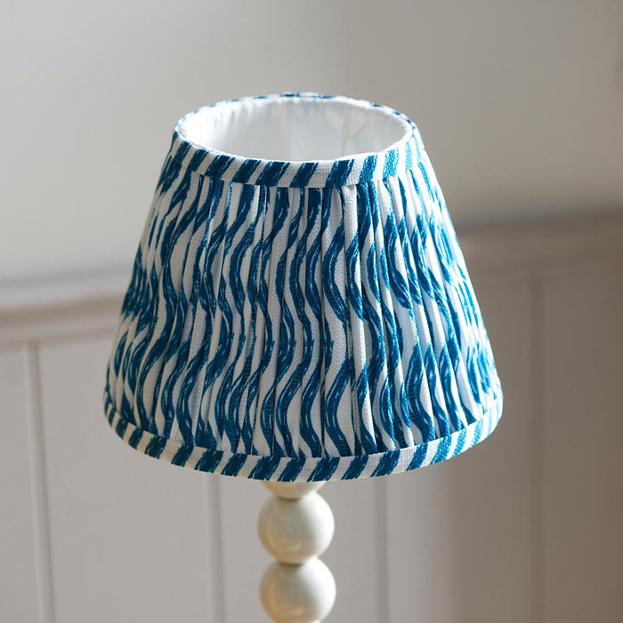 Higgledy And Ripple 20cm Marlin Blue Shade Table Lamp With Gloss Almond White Base