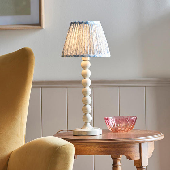 Higgledy And Leaf 20cm Shell Bay Blue Shade Table Lamp With High Gloss Almond White Base