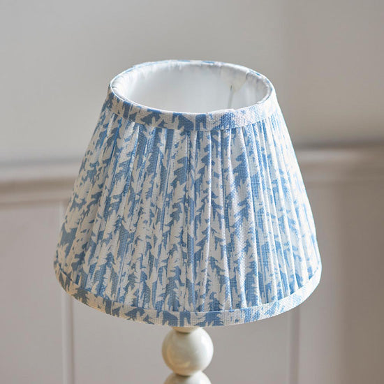 Higgledy And Leaf 20cm Shell Bay Blue Shade Table Lamp With High Gloss Almond White Base